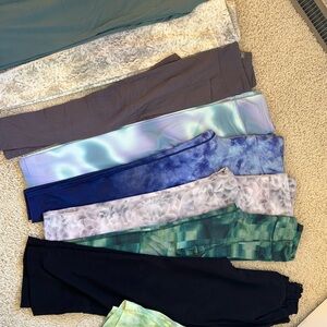 Athleta Kids Leggings in Blue, Gray, and Green